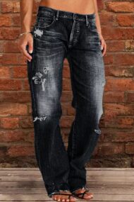 Ripped Low Waist Straight Leg Jeans(Buy 2 Free Shipping) - Image 8