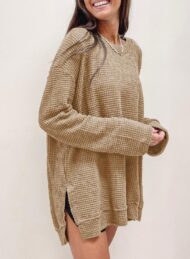 Women's Oversized Waffle Knit Top (Buy 2 Free Shipping) - Image 12
