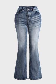 90s Vintage Embroidery Pocket Low Waist Jeans - Image 5