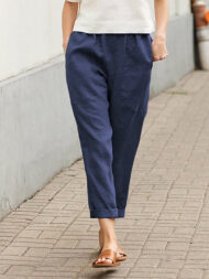 Linen-cotton Women's Large Size Loose Pants - Image 16