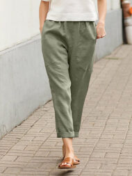 Linen-cotton Women's Large Size Loose Pants - Image 10