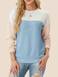 Women's Crewneck Color Block Ribbed Tops (Buy 2 Free Shipping) - Image 2