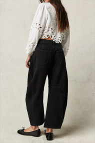 High Stretch Mid-Rise Barrel Jeans Fashion Wide Leg Shape (Buy 2 Free Shipping) - Image 13