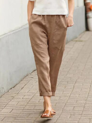 Linen-cotton Women's Large Size Loose Pants - Image 4