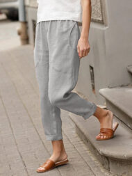 Linen-cotton Women's Large Size Loose Pants - Image 8