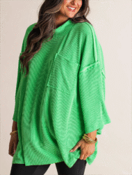 Oversize High Neck Urban Ribbed Tunic (Buy 2 Free Shipping) - Image 3