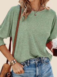 Women's Round Neck 3/4 Sleeve Basic T-Shirts (Buy 3 Free Shipping) - Image 2