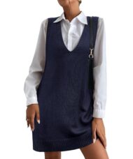 Women's V-Neck Sweater Vest Dress with Pockets (Buy 2 Free Shipping) - Image 6