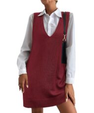 Women's V-Neck Sweater Vest Dress with Pockets (Buy 2 Free Shipping) - Image 5