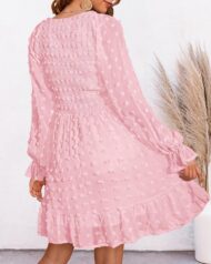 Women's Spring V Neck Swiss Dot Chiffon Mini Dress (Buy 2 Free Shipping) - Image 4