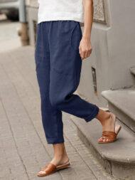 Linen-cotton Women's Large Size Loose Pants - Image 17