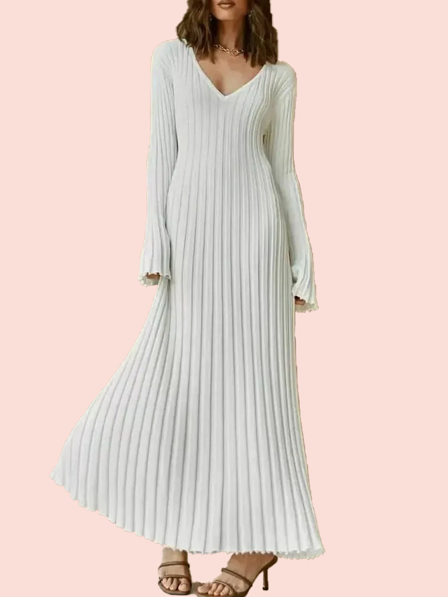 9-2-13 Fall New Sleeved Knit Midi Dress (Buy 2 Free Shipping) - Image 1