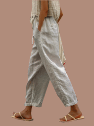 Women's Pure Color Elegant Casual Cotton Pants - Image 2
