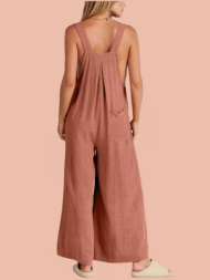 Sleeveless Wide Leg Jumpsuit with Pockets (Buy 2 Free Shipping) - Image 2