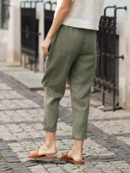 Linen-cotton Women's Large Size Loose Pants - Image 12