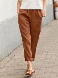 Linen-cotton Women's Large Size Loose Pants - Image 19