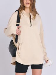 Women's Quarter Zip Oversized Tunic Hoodie (Buy 2 Free Shipping) - Image 8