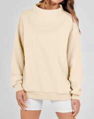 Women's Slit Mock Neck Oversized Sweatshirt (Buy 2 Free Shipping) - Image 7