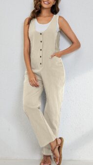 Women's Adjustable Straps Button Up Jumpsuit (Buy 2 Free Shipping) - Image 10