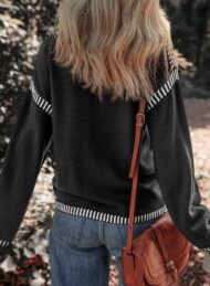 Women's Contrast Cable Knit Pullover Sweater (Buy 2 Free Shipping) - Image 3
