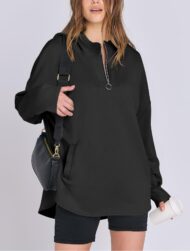 Women's Quarter Zip Oversized Tunic Hoodie (Buy 2 Free Shipping) - Image 7