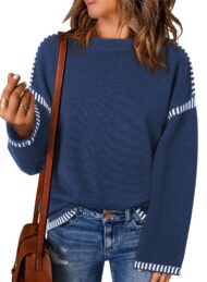 Women's Contrast Cable Knit Pullover Sweater (Buy 2 Free Shipping) - Image 6