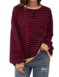 Women's Oversized Striped Long Sleeve Pullover (Buy 2 Free Shipping) - Image 18