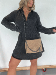 Long Sleeve Denim Washed Shirt Dress (Buy 2 Free Shipping) - Image 5