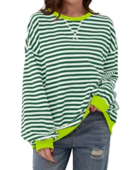 Women's Oversized Striped Long Sleeve Pullover (Buy 2 Free Shipping) - Image 12