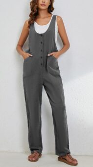 Women's Adjustable Straps Button Up Jumpsuit (Buy 2 Free Shipping) - Image 12