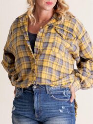 Women's Mineral Washed Button Down Plaid Flannel Shirt (Buy 2 Free Shipping) - Image 12