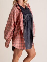 Women's Mineral Washed Button Down Plaid Flannel Shirt (Buy 2 Free Shipping) - Image 6