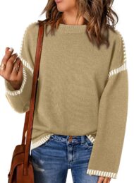 Women's Contrast Cable Knit Pullover Sweater (Buy 2 Free Shipping) - Image 5