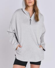 Women's Quarter Zip Oversized Tunic Hoodie (Buy 2 Free Shipping) - Image 4