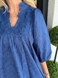 Women's Puff Sleeve Leaf Jacquard Mini Dress (Buy 2 Free Shipping) - Image 4