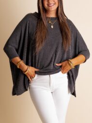 Women's Oversized Half Sleeve Ribbed Top (Buy 2 Free Shipping)
