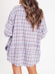 Women's Mineral Washed Button Down Plaid Flannel Shirt (Buy 2 Free Shipping) - Image 16