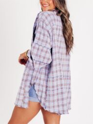 Women's Mineral Washed Button Down Plaid Flannel Shirt (Buy 2 Free Shipping) - Image 15