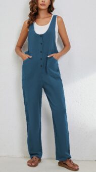 Women's Adjustable Straps Button Up Jumpsuit (Buy 2 Free Shipping) - Image 8