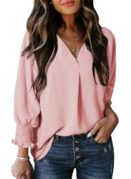 Women's Casual 3/4 Sleeve V Neck Basic Tops (Buy 3 Free Shipping) - Image 9