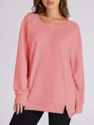 Women's High Low Side Slit Pullover Sweatshirt With Pockets (Buy 2 Free Shipping) - Image 4