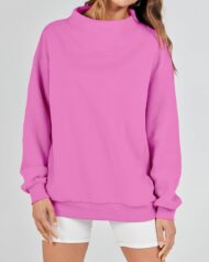 Women's Slit Mock Neck Oversized Sweatshirt (Buy 2 Free Shipping) - Image 10