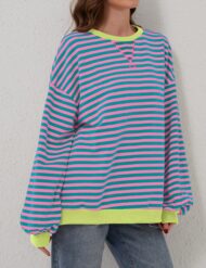 Women's Oversized Striped Long Sleeve Pullover (Buy 2 Free Shipping) - Image 3