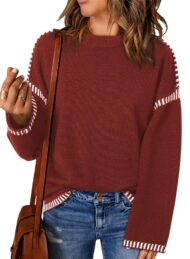 Women's Contrast Cable Knit Pullover Sweater (Buy 2 Free Shipping) - Image 4