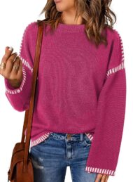 Women's Contrast Cable Knit Pullover Sweater (Buy 2 Free Shipping) - Image 9