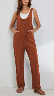 Women's Adjustable Straps Button Up Jumpsuit (Buy 2 Free Shipping) - Image 3