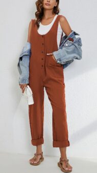 Women's Adjustable Straps Button Up Jumpsuit (Buy 2 Free Shipping) - Image 4