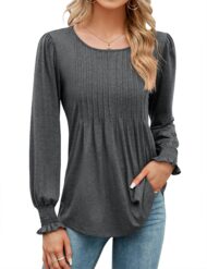 Women's Pleated Puff Long Sleeve Tunic Tops (Buy 2 Free Shipping) - Image 5