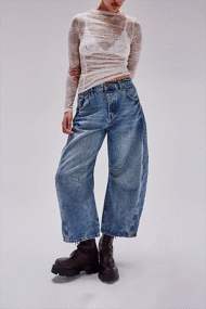 High Stretch Mid-Rise Barrel Jeans Fashion Wide Leg Shape (Buy 2 Free Shipping) - Image 3