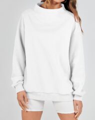 Women's Slit Mock Neck Oversized Sweatshirt (Buy 2 Free Shipping) - Image 13